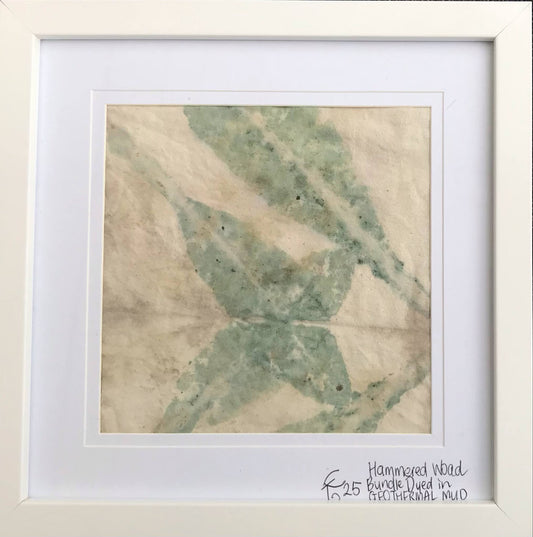 'Hammered Woad and Mud' - (Karen Hansen, 2025) Bundle dye in geothermal mudpool (Framed)