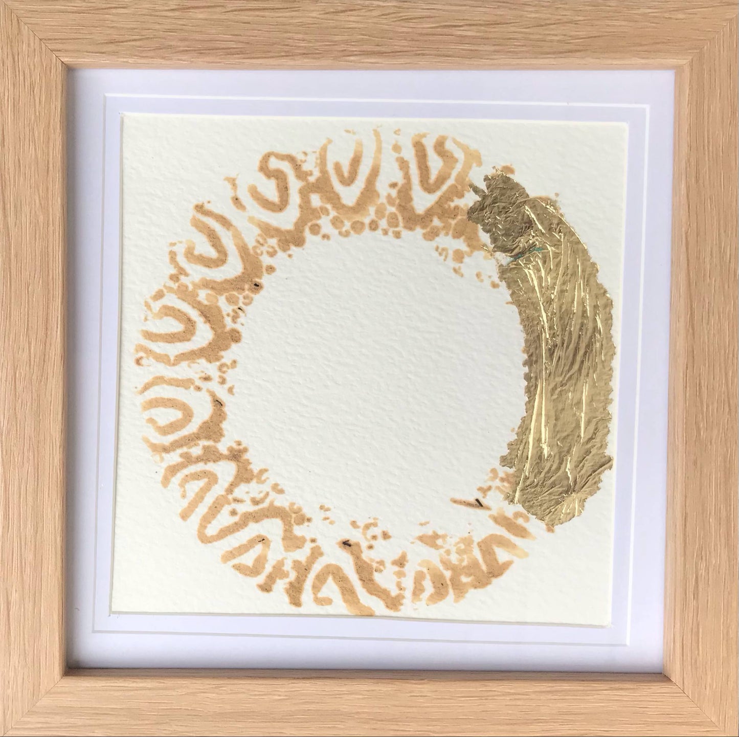 'Ponga Monoprint 2' - (Karen Hansen, 2025)  Black Alder Ink in Mangakakahi Streamwater and metal leafing on Cotton Paper (Framed)